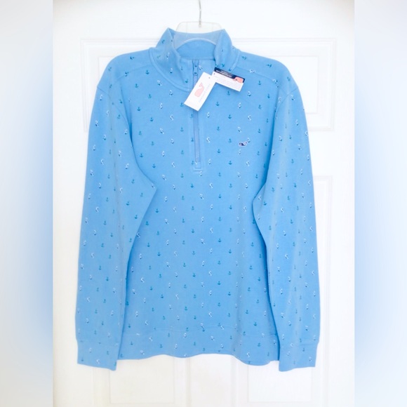 Vineyard Vines Printed Broadfield Half Zip Pullover-Anchor Ocean Breeze-NWT - Picture 2 of 9